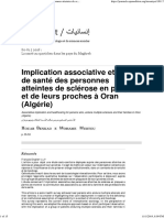 Implication Associative Et Travail de Santé Des Personnes Atteintes de Sclérose en Plaques Et de Leurs Proches À Oran (Algérie)