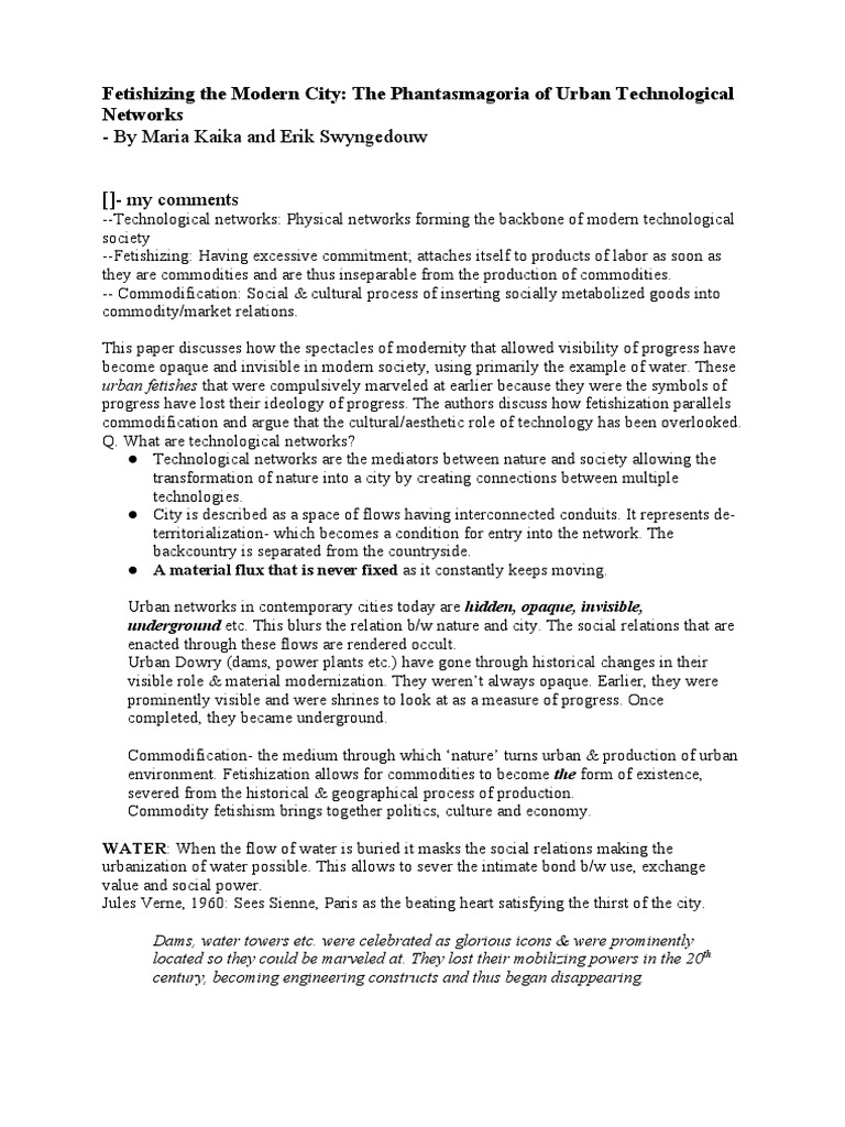 Urban Tech Networks: Commodification & Fetishization | PDF | Value ...