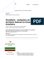 Rondônia - Mutações de Um Território Federal Na Amazônia Brasileira