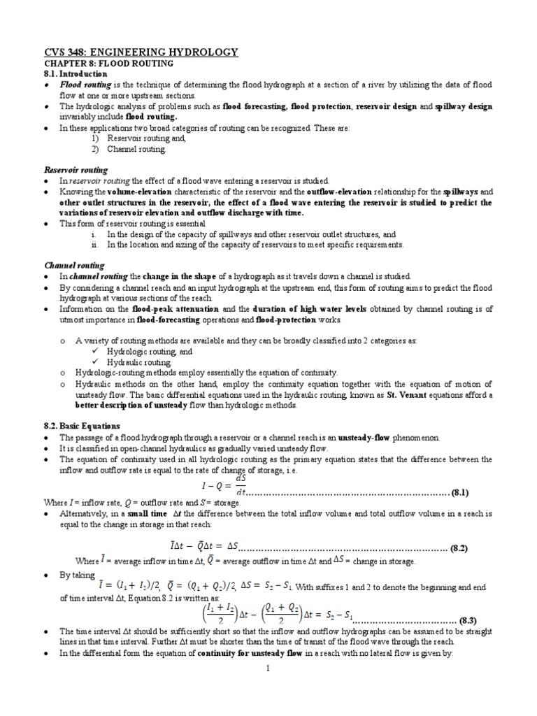 Module 19 Hydraulic Method Of Flood Routingpdf Or Physics Or Science