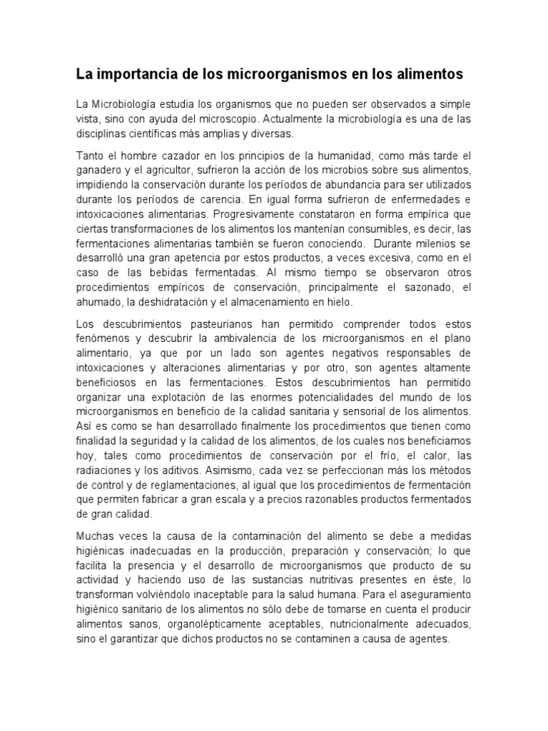 Importancia de los microorganismos alimentarios | PDF | Alimentos ...