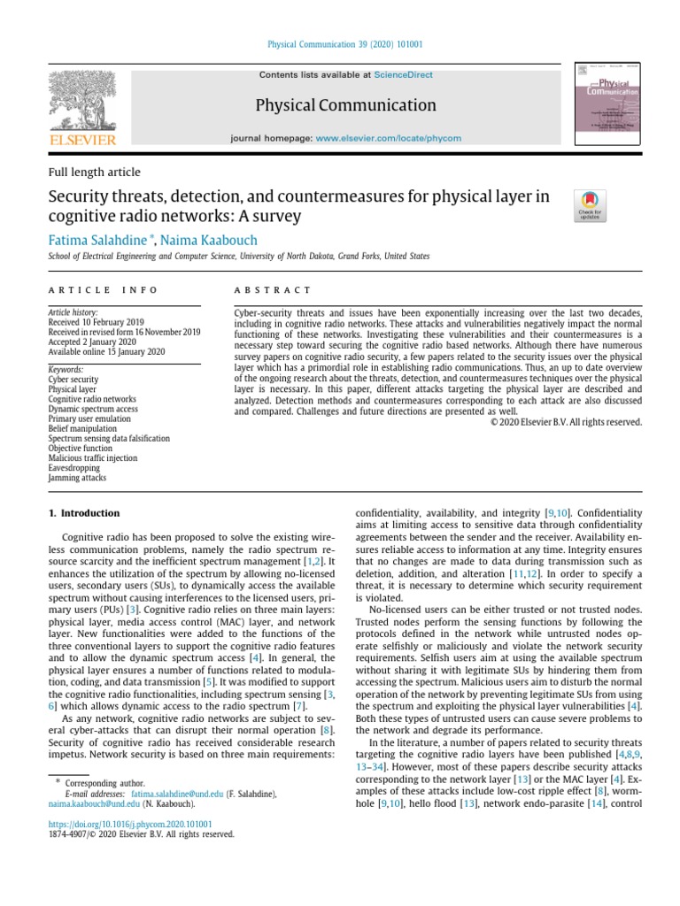 Security Threats, Detection, and Countermeasures For Physical Layer in ...
