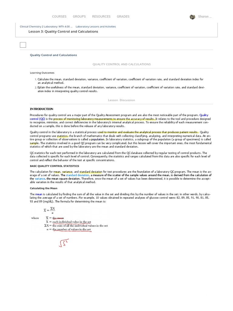 Lab Quality Control Essentials | PDF | Coefficient Of Variation ...