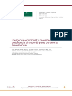 Inteligencia Emocional y Necesidad de Pertenencia Al Grupo de Pares Durante La Adolescencia.