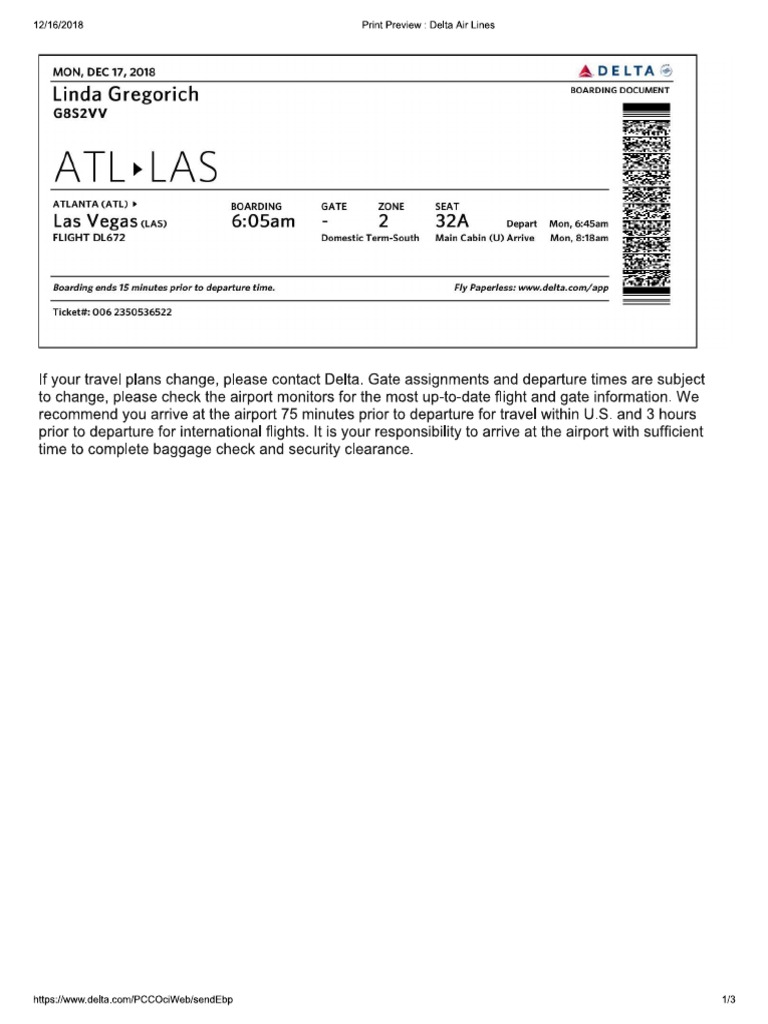 Delta Boarding Passes PDF