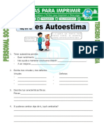 Ficha Que Es Autoestima para Tercero de Primaria