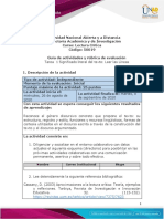 Guía de Actividades y Rúbrica de Evaluación - Unidad 1 - Tarea 1 - Significado Literal Del Texto Leer Las Líneas