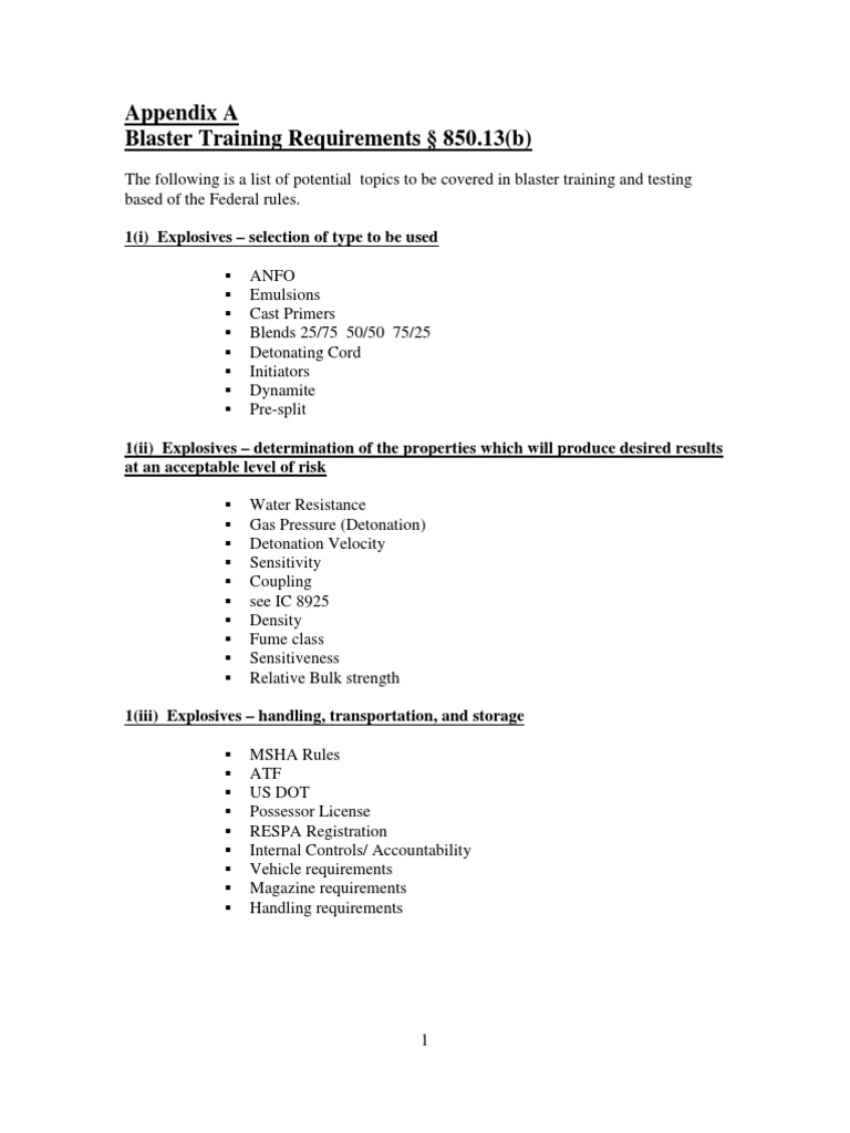 Blaster Training List PDF