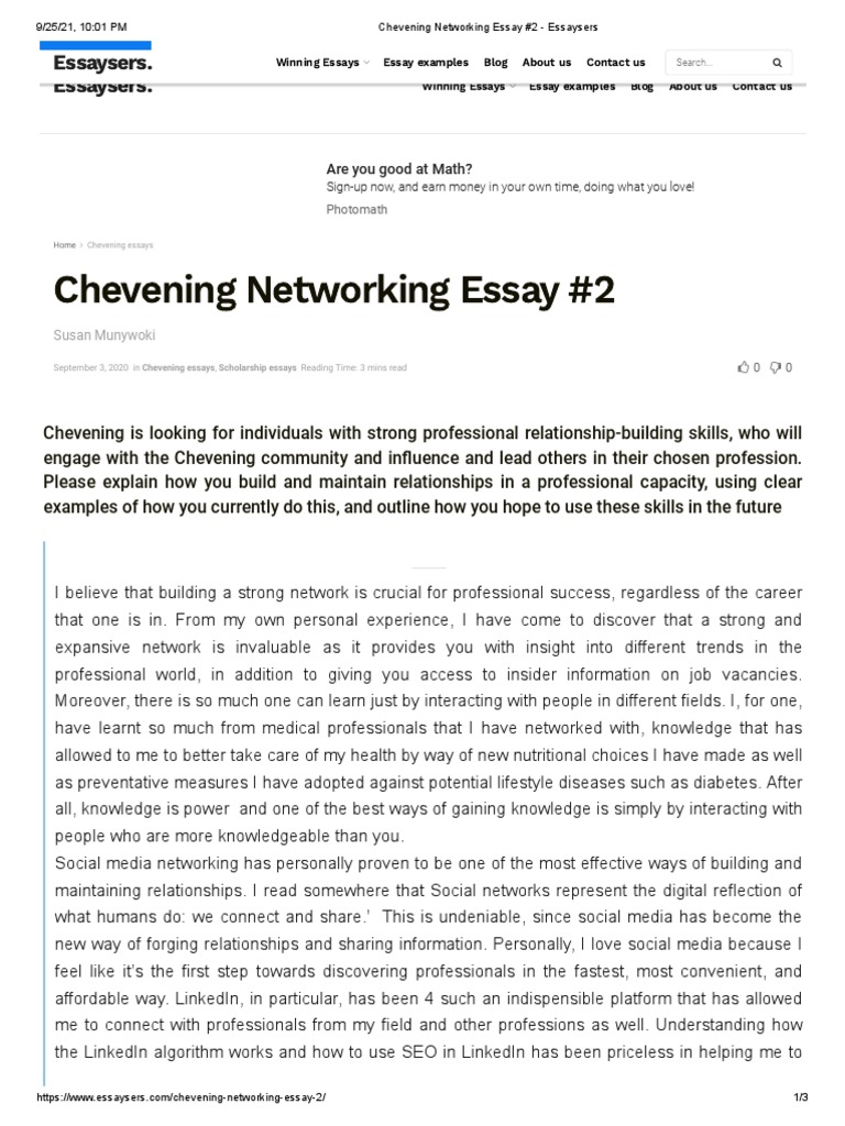 chevening essay pdf