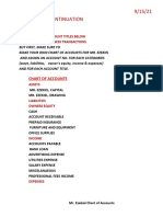 Pre Test 9/15/21 Quiz # 1 Part Ii - Continuation: Chart of Accounts