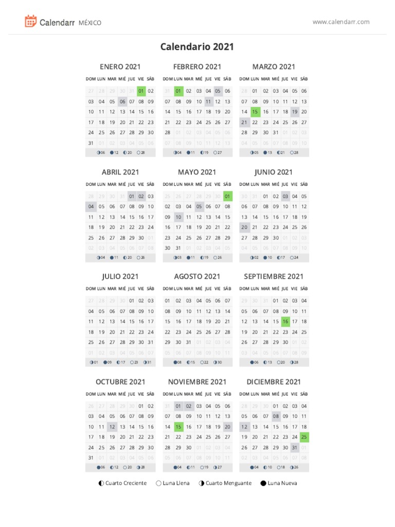 Calendario 2021 para Imprimir - Calendarr | PDF
