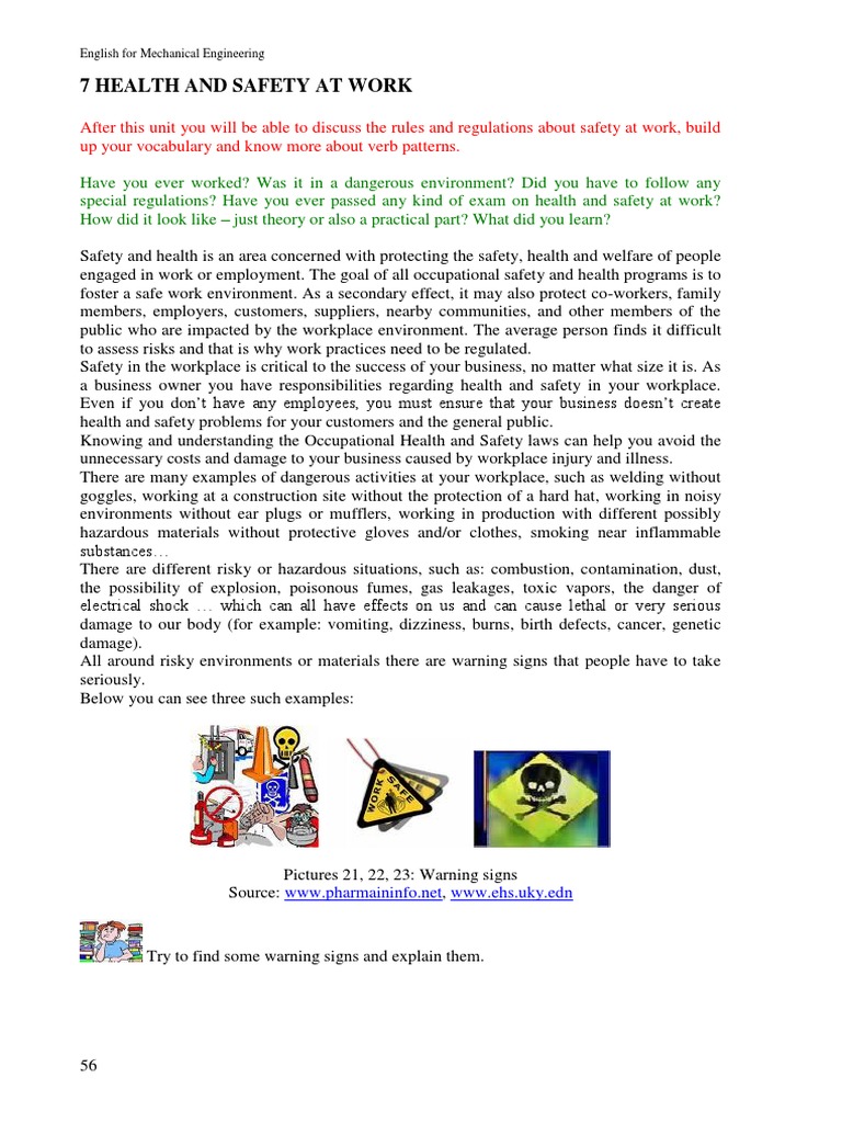 7 Health and Safety at Work PDF Occupational Safety And Health Safety