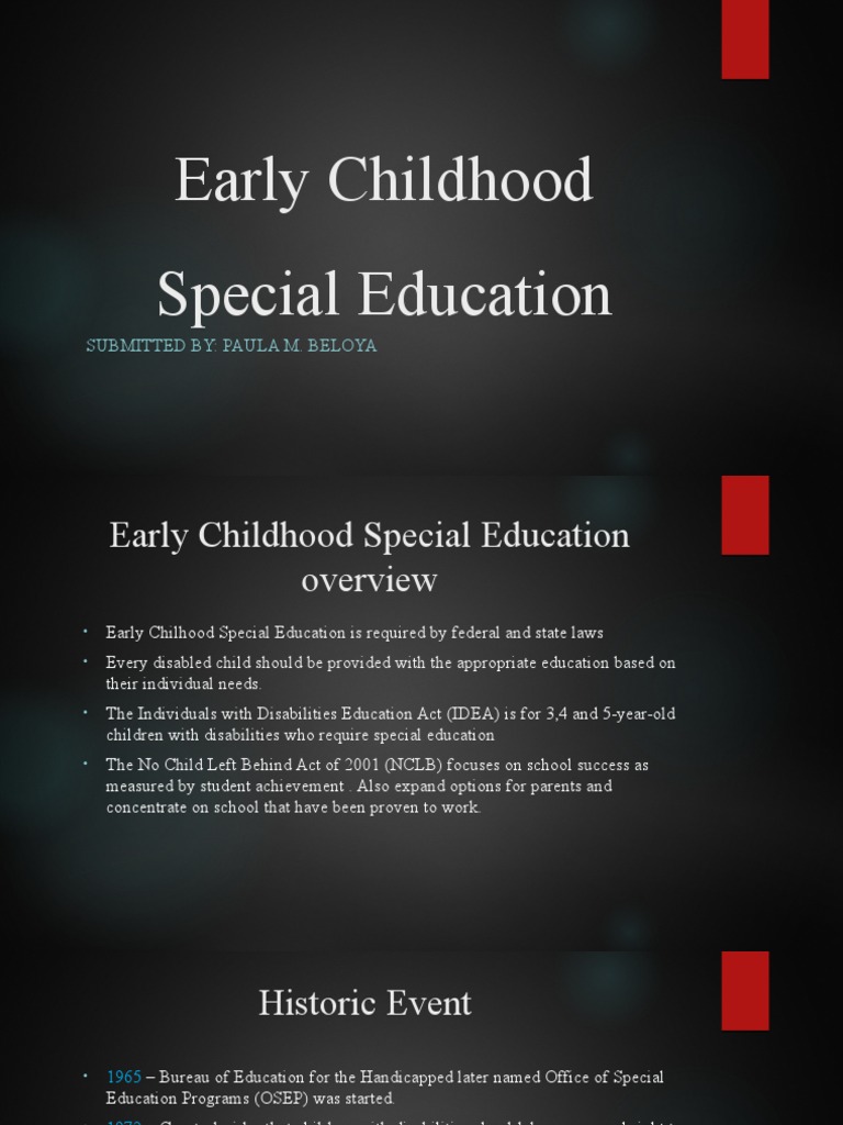 Early Childhood Special Education Overview | PDF | No Child Left Behind ...