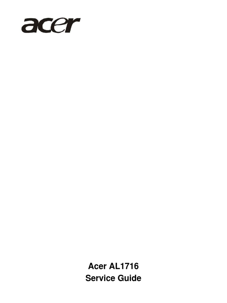 Acer AL1716 - Monitor LCD | PDF
