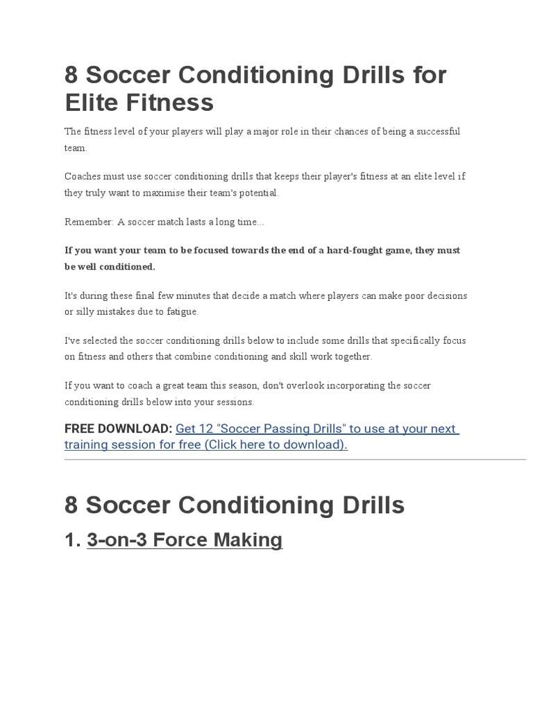 Elite Soccer Conditioning Drills Guide | PDF | Association Football ...
