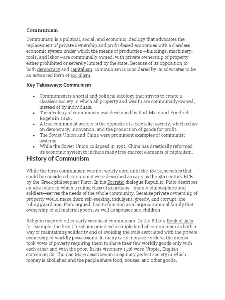 History of Communism PDF Communism Socialism