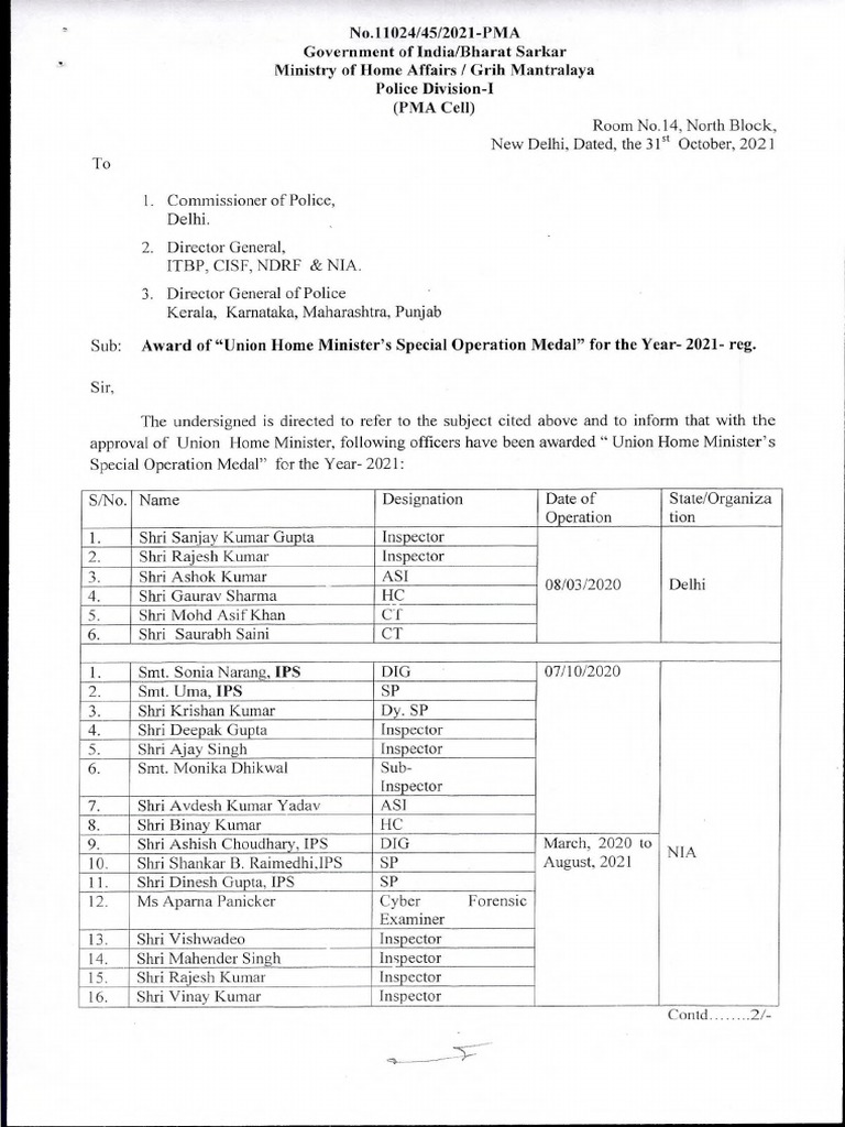 ITBP Medals | Download Free PDF | Crime & Violence | Law Enforcement