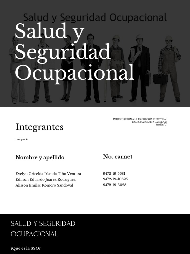 Salud y Seguridad Ocupacional en el Trabajo | PDF | Seguridad y salud ...