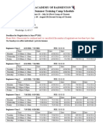 2011 Summer Camp Schedule