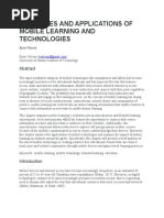 Principles and Applications of Mobile Learning and Technologies