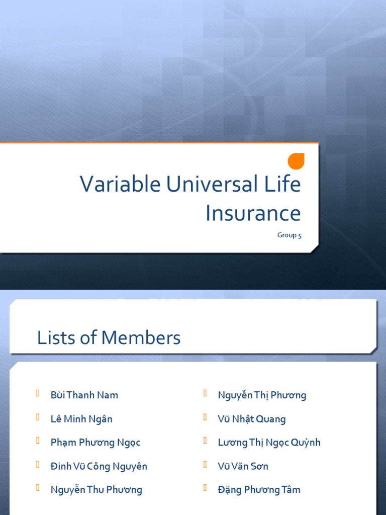 Group 5 - Variable Universal Life (Final) | PDF | Insurance | Financial ...