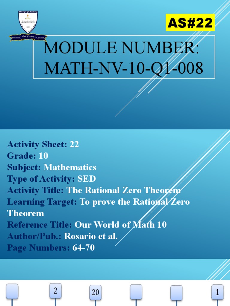 Proving the Rational Zero Theorem | PDF | Teaching Methods & Materials ...