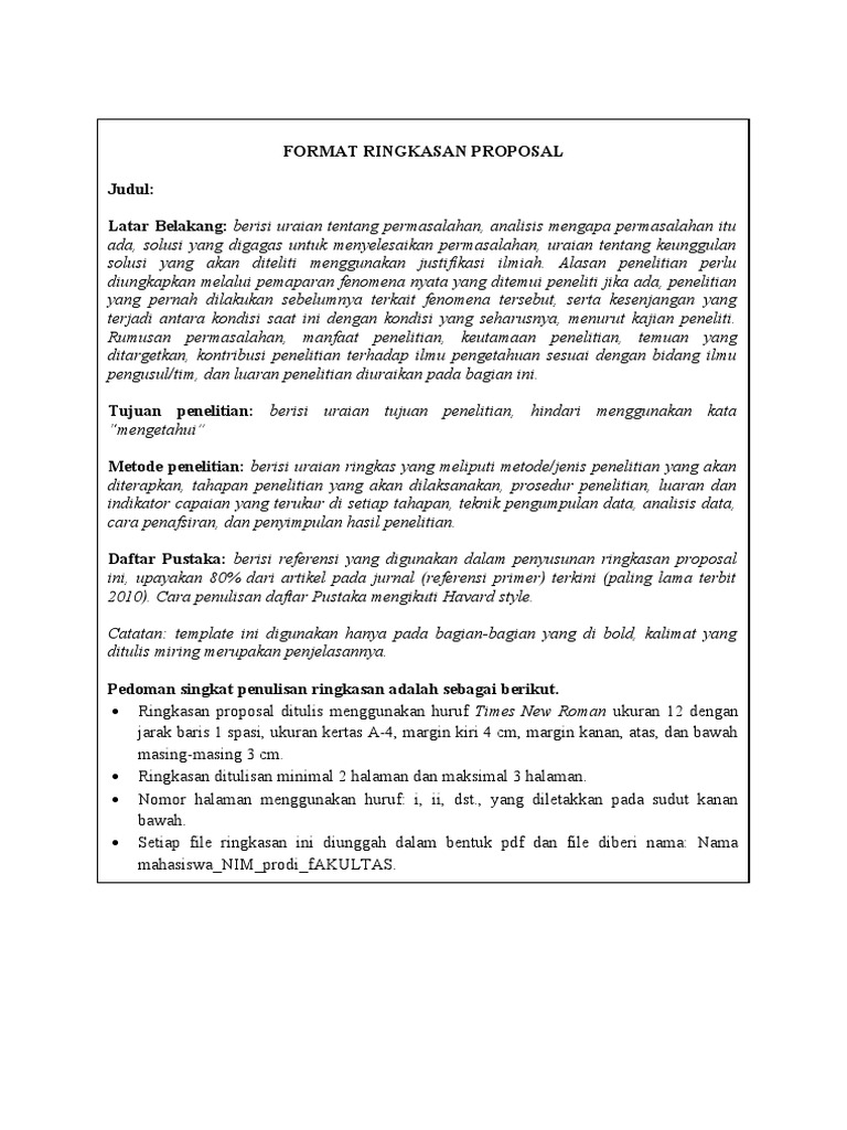 Format Ringkasan Proposal Penelitian | PDF | Sains & Matematika