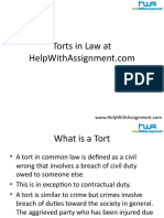 Torts in Law at Help With Assignment