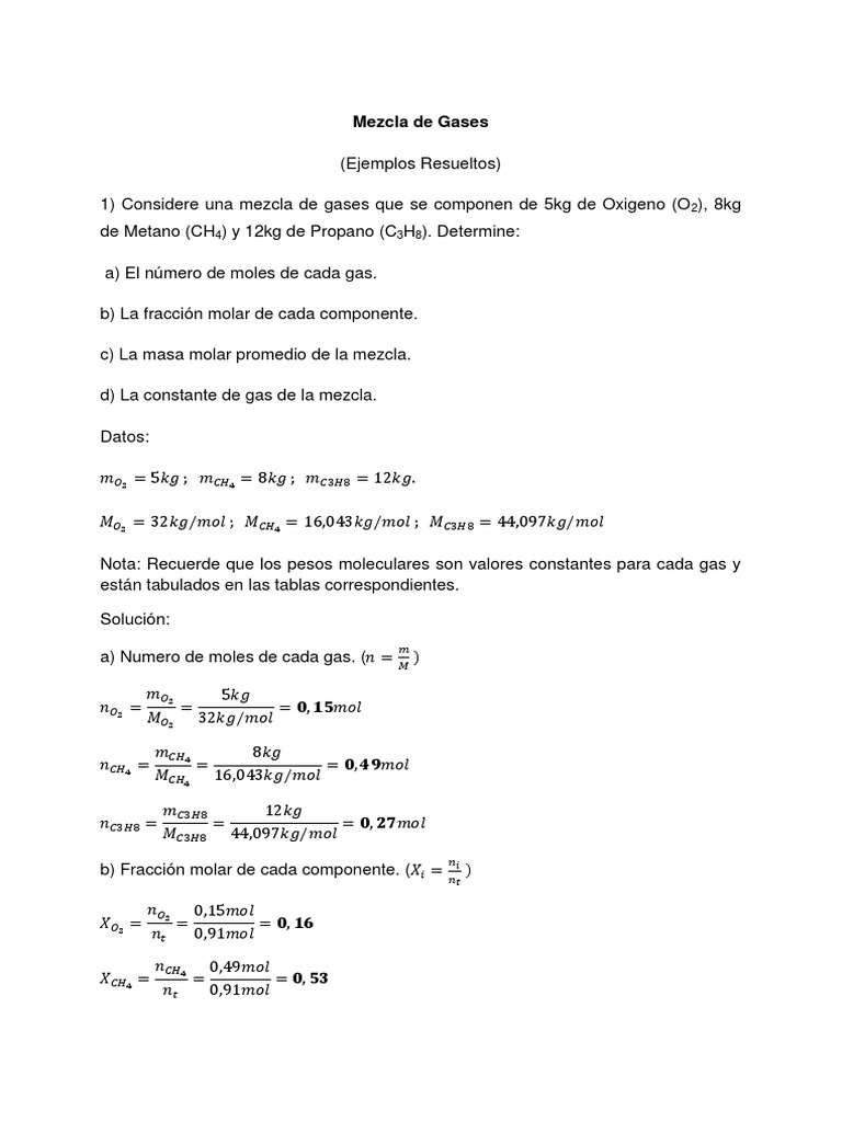 Ejemplos de Mezclas de Gases | PDF