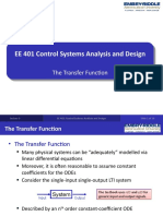 EE 401 Control Systems Analysis and Design: The Transfer Function