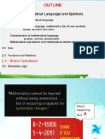 Outline: Module 2. Mathematical Language and Symbols