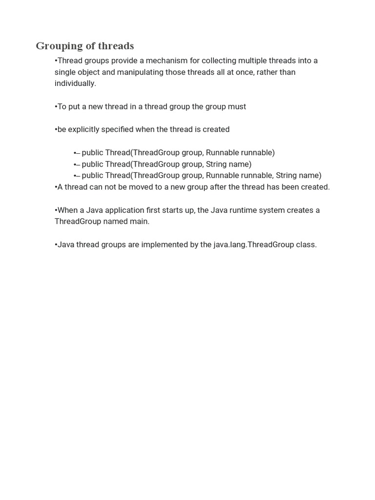Understanding Java Thread Groups | PDF