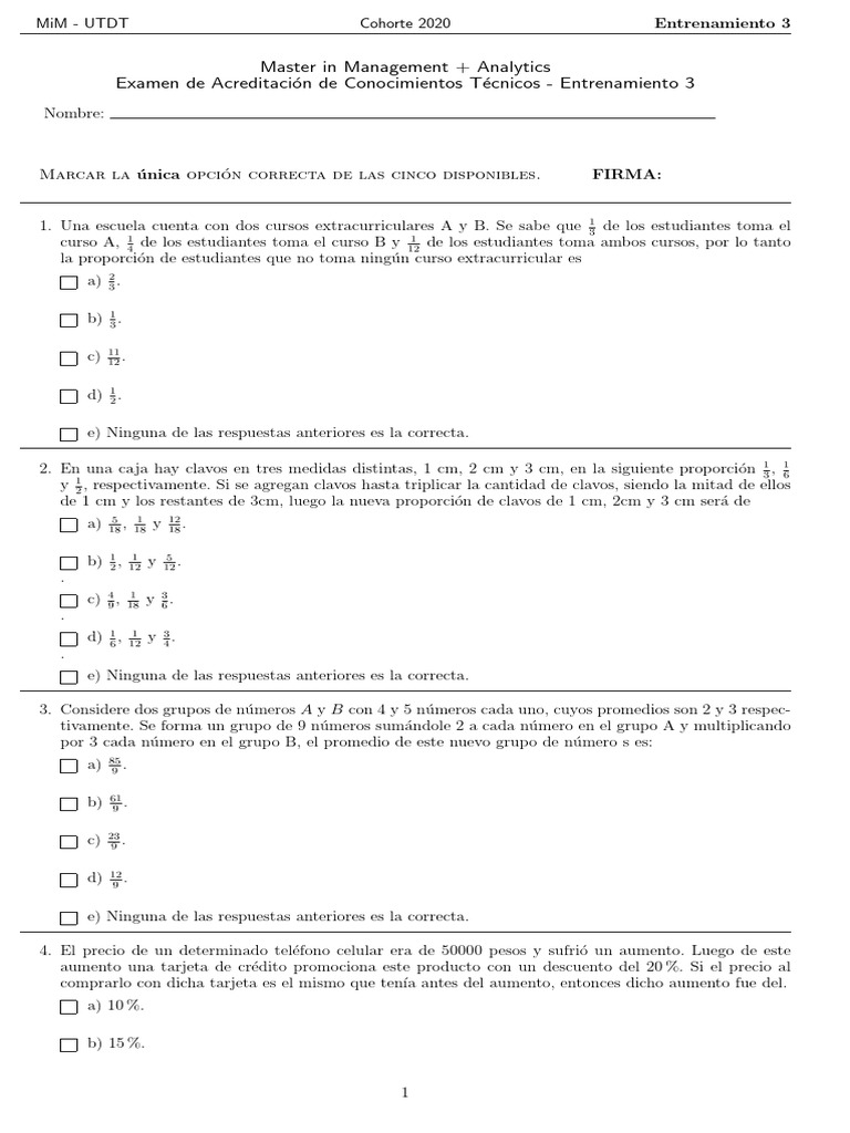 Examen Modelo C | PDF | Álgebra | Matemáticas