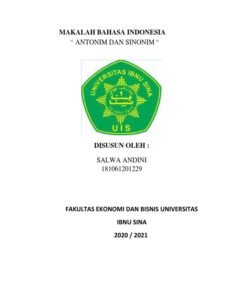 Makalah Bahasa Indonesia Sinonim Dn Antonim Pdf