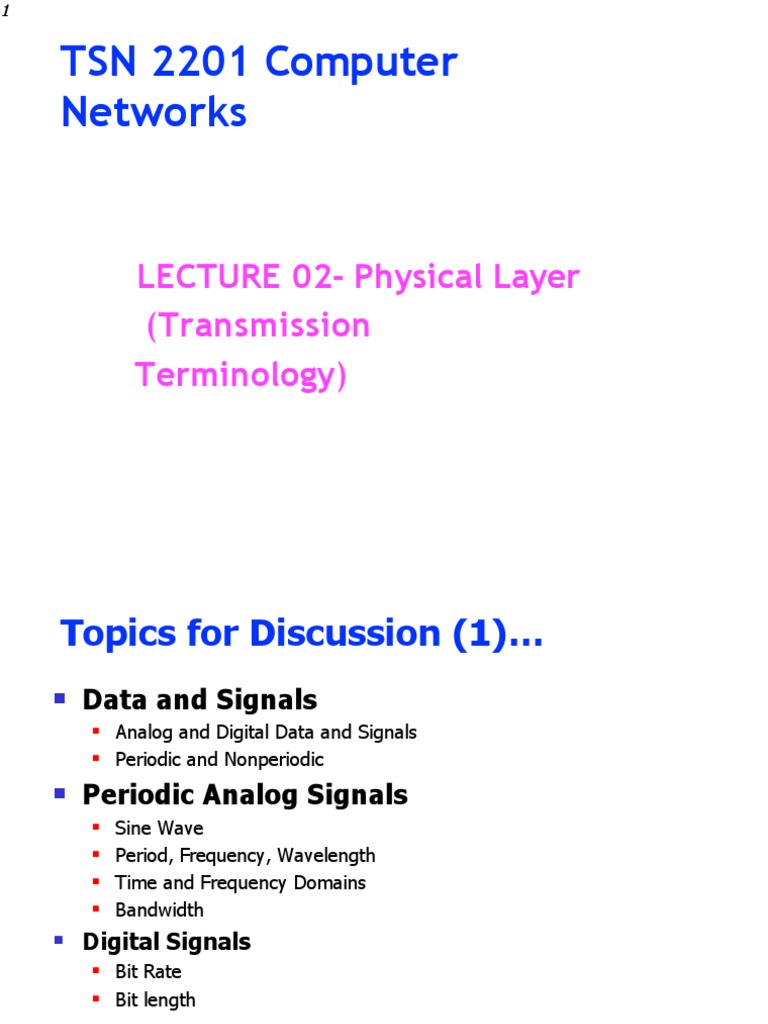 Physical Layer: Data Transmission Basics | PDF | Signal To Noise Ratio ...