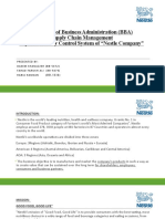 Bachelor's of Business Administration (BBA) Supply Chain Management Topic: Inventory Control System of "Nestle Company"