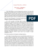 Entrevista Rancière sobre Aisthesis