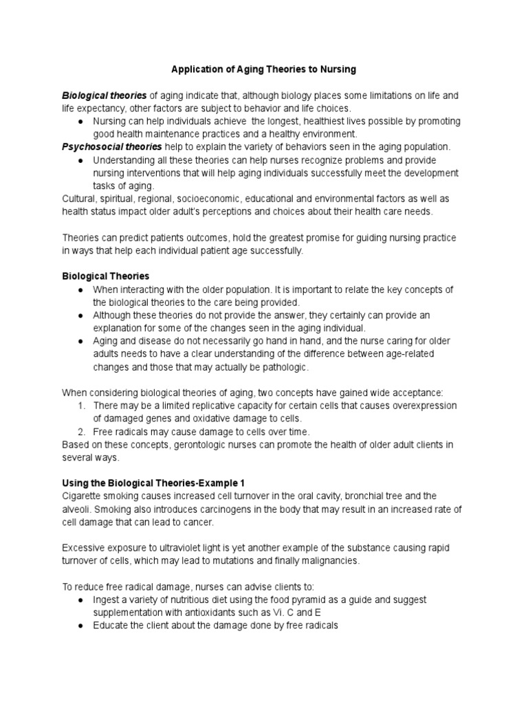 Aging Theories in Nursing Practice | PDF | Ageing | Nursing