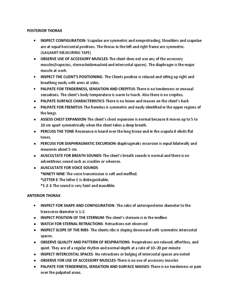Comprehensive Thoracic and Cardiac Assessment | PDF | Thorax | Pulse