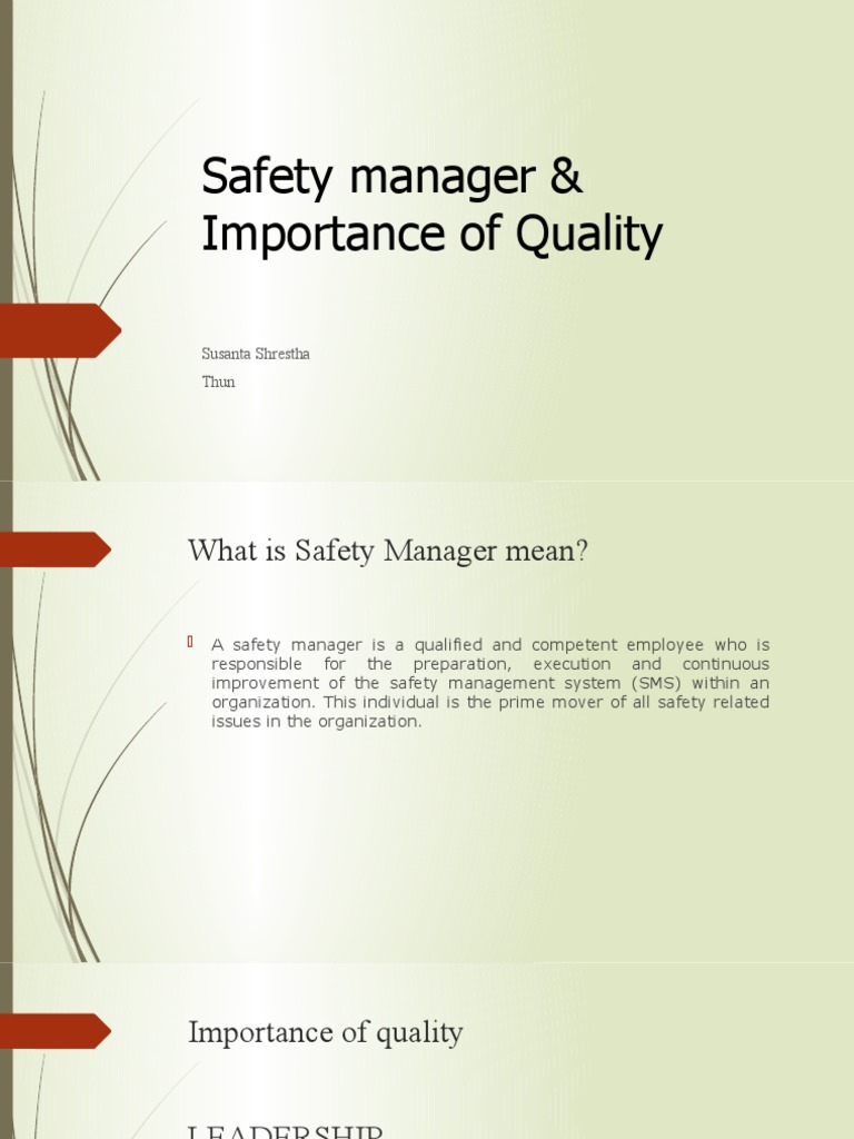 Safety Manager & Importance of Quality | PDF | Career & Growth | Business