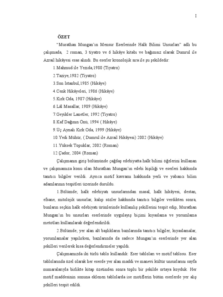 murathan mungan in mensur eserlerinde halk bilimi unsurlari folklore motifs on murathan mungan s prose works pdf