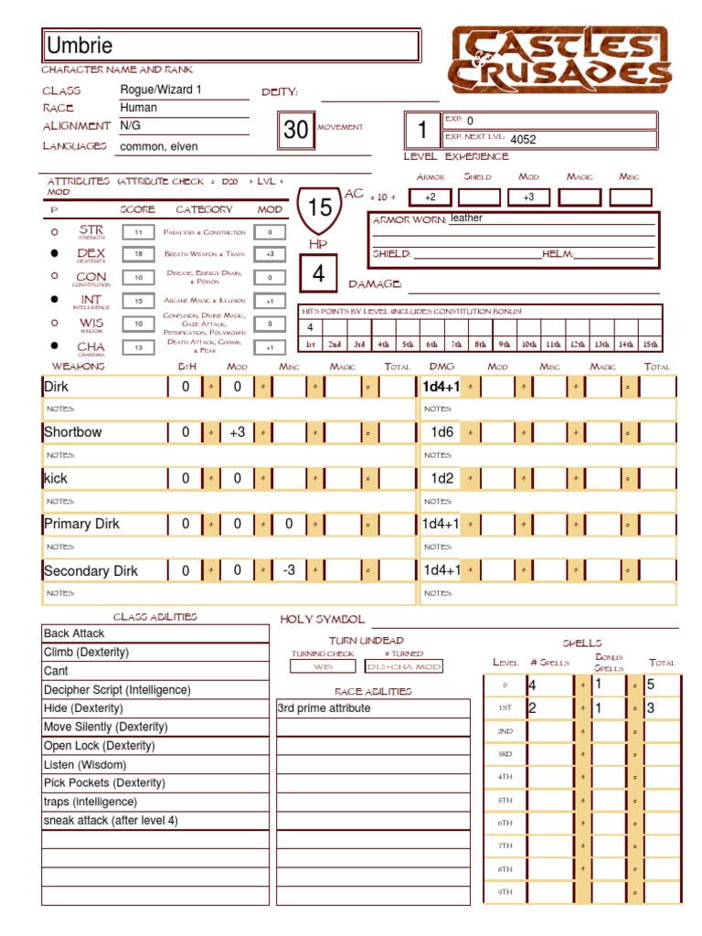 Umbrie: STR DEX CON INT WIS CHA | PDF | Role Playing Games | Fantasy ...