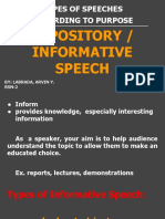 Expository / Informative Speech: Ypes of Speeches According To Purpose