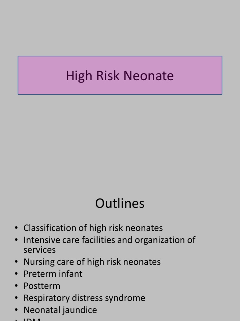 High Risk Neonate | PDF | Low Birth Weight | Preterm Birth