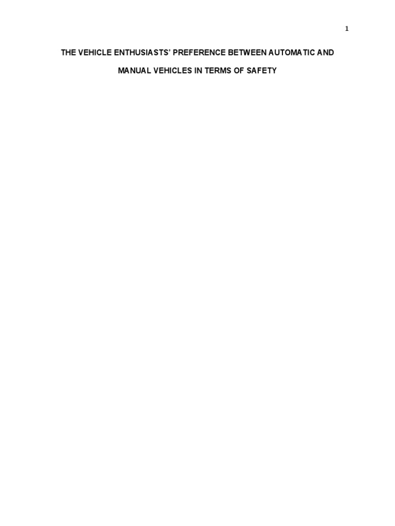 The Vehicle Enthusiasts' Preference Between Automatic and Manual