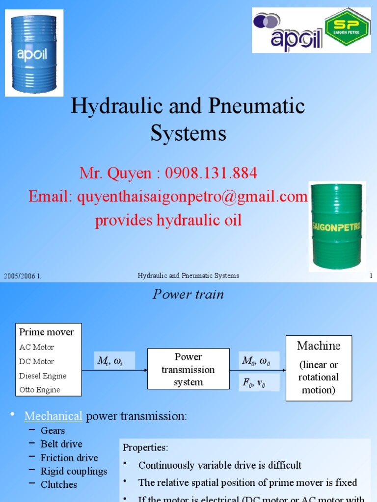 Hydraulic and Pneumatic Systems PDF Transmission (Mechanics) Engines