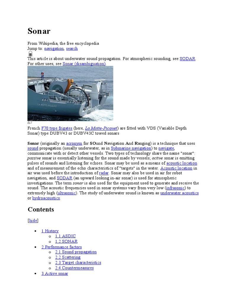 Sonar (Originally An | PDF | Sonar | Naval Mine