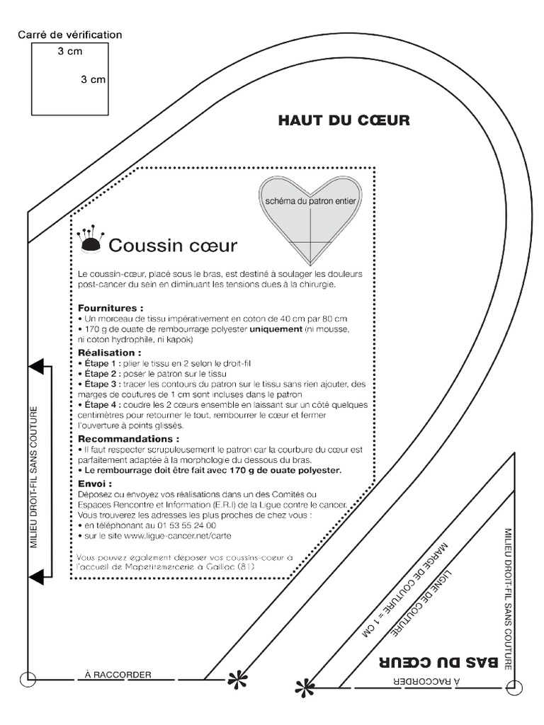 Gabarit Coeur à Imprimer A4 Gratuit 1427 Patron Coussin Coeur Cor A4 | PDF