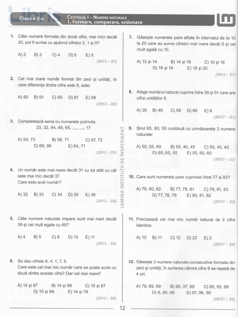 Lumina Math Clasa 2 | PDF