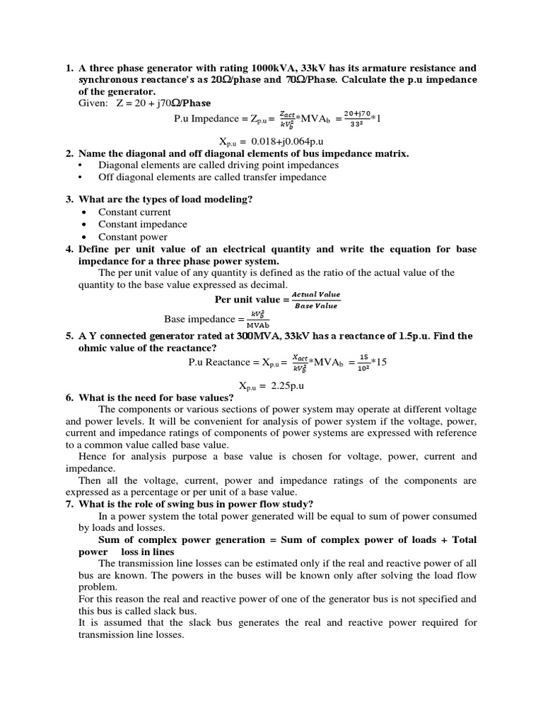 Power Flow Analysis and Impedance Calculation | PDF | Electrical ...